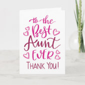 Beste tante ooit Dank u Typografie in Roze Kaart (Voorkant)