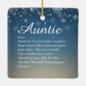 Beste tante ooit, definitie sneeuwvlokken voor tan keramisch ornament (Achterkant)