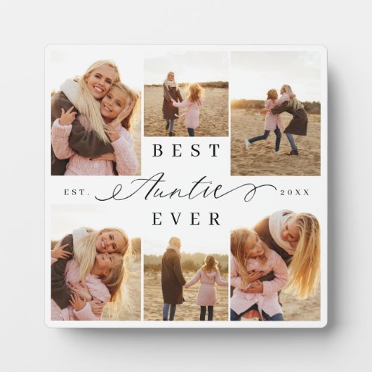 Beste tante ooit Elegant Script Fotocollage Fotoplaat (Voorkant)