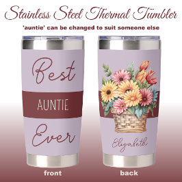 Beste tante ooit gerbera bloemen paarse geïsoleerde drinkbeker