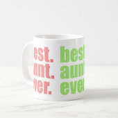 Beste tante ooit in Violet, Groen en Koraal Koffiemok (Voorkant links)