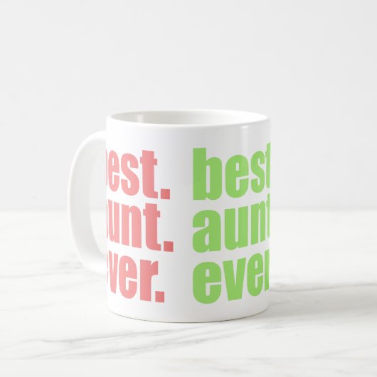 Beste tante ooit in Violet, Groen en Koraal Koffiemok (Voorkant links)