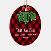 Beste tante ooit Kerstmis klassieker Red Plaid Hol Keramisch Ornament (Rechts)