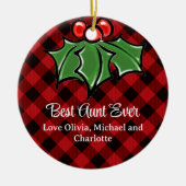 Beste tante ooit Kerstmis klassieker Red Plaid Hol Keramisch Ornament (Voorkant)