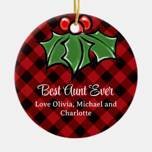 Beste tante ooit Kerstmis klassieker Red Plaid Hol Keramisch Ornament (Voorkant)