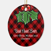 Beste tante ooit Kerstmis klassieker Red Plaid Hol Keramisch Ornament (Links)