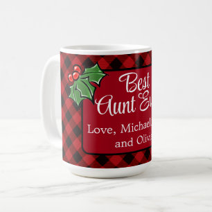 Beste tante ooit Kerstmis klassieker Red Plaid Hol Koffiemok