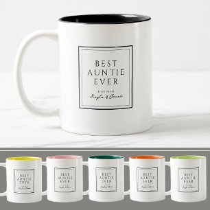 Beste tante ooit minimalistisch zwart en wit tweekleurige koffiemok