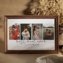Beste tante ooit Modern script 4 foto collage cade Poster