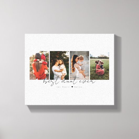 Beste Tante Ooit Modern Script 4 Foto's Collage Gi Canvas Afdruk (Voorkant)