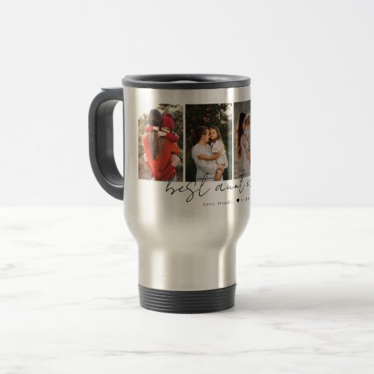 Beste Tante Ooit Modern Script 4 Foto's Collage Gi Reisbeker (Voorkant links)