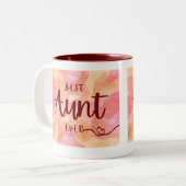 Beste tante ooit multicolor roze tweekleurige koffiemok (Voorkant links)