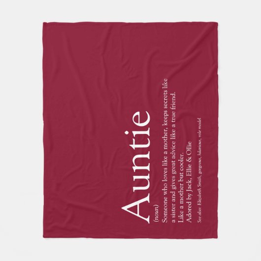 Beste tante ooit Oma definitie Bourgondië plezier Fleece Deken (Voorkant)