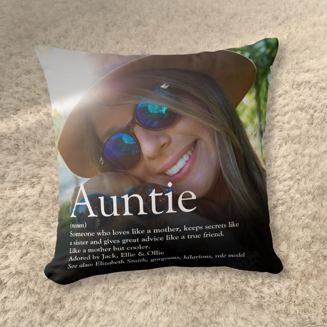 Beste tante ooit Oomzegger definitie foto Kussen (World's Best Ever Aunt Auntie Definition Photo Throw Pillow)