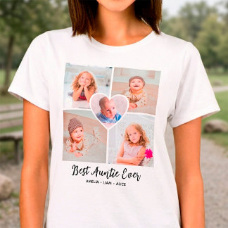 Beste tante ooit Persoonlijke 5 foto collage T-shirt