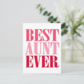 Beste tante ooit roze tekst briefkaart (Staand voorkant)