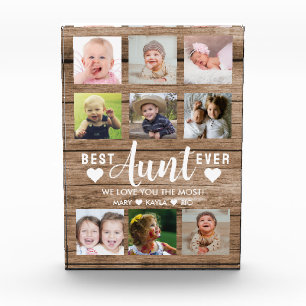Beste Tante Ooit Rustic Wood 12 Afbeelding Collage Fotoblokken