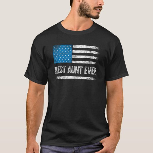 Beste tante ooit, trek de Amerikaanse vlag op Birt T-shirt (Voorkant)