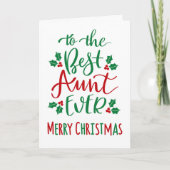 Beste tante ooit vrolijke kerst typografie kaart (Voorkant)