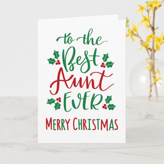 Beste tante ooit vrolijke kerst typografie kaart (Gele Bloem)