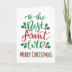 Beste tante ooit vrolijke kerst typografie kaart