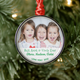Beste tante Oom Ever personaliseer de kerstfoto Metalen Ornament