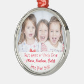 Beste tante Oom Ever personaliseer de kerstfoto Metalen Ornament (Links)