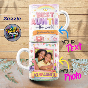 Beste Tante Regenboog Kroon Aangepaste Foto Collag Mok