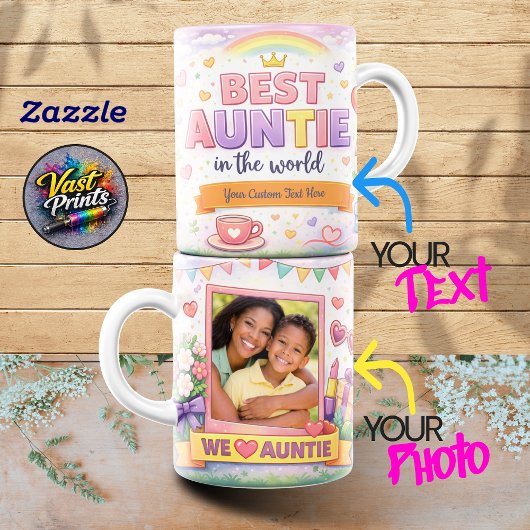 Beste Tante Regenboog Kroon Aangepaste Foto Collag Mok