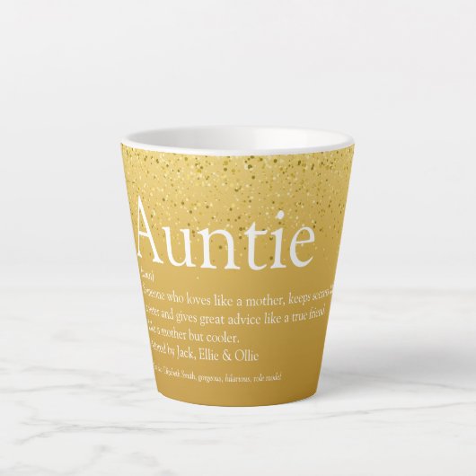 Beste tante ter wereld, definitie tante goud glitt latte mok (Voorkant)