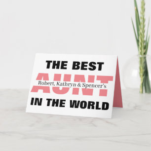 Beste tante ter wereld gepersonaliseerd kaart