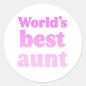 Beste tante ter wereld ronde sticker (Voorkant)