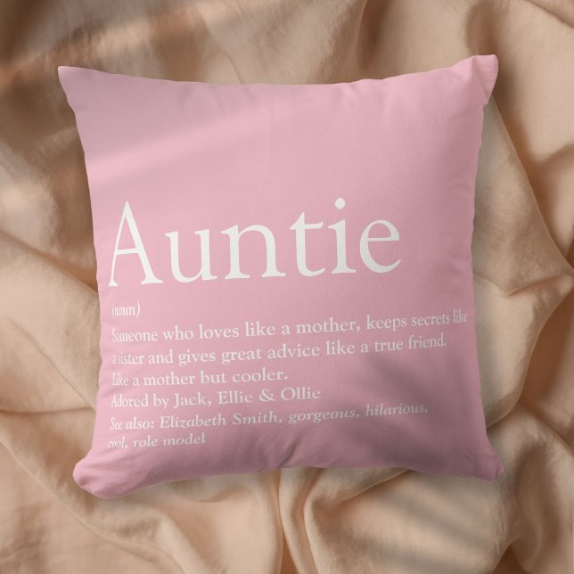 Beste tante ter wereld, tante Definition roze Kussen (World's Best Ever Aunt, Auntie Definition Pink Throw Pillow)