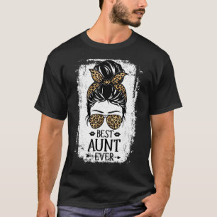 Beste tante van de vrouw Bun Leopard Decor Tunt T-shirt
