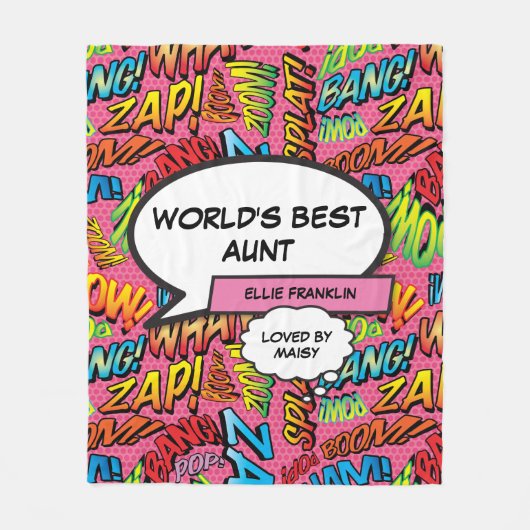 Beste Tante van de Wereld Auntie Cool Fun Comic St Fleece Deken (Voorkant)