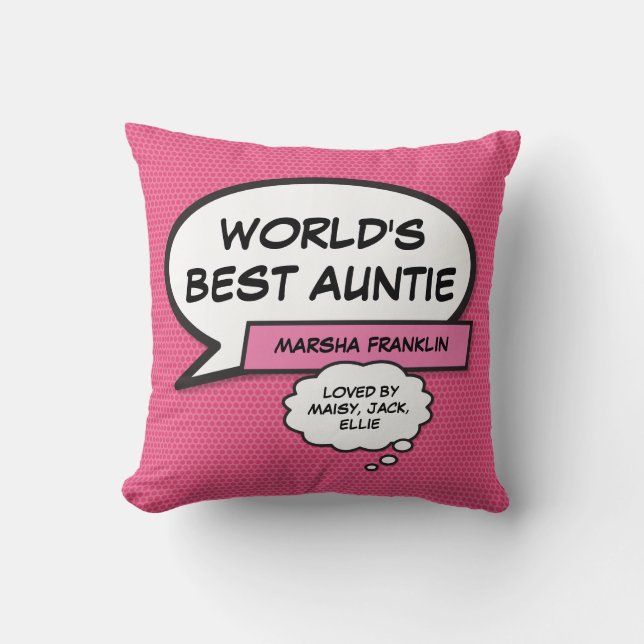 Beste Tante van de Wereld Oomzegger Cool Fun Comic Kussen (Voorkant)