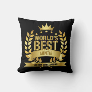 Beste tante van de wereld Tante Goud Zwart Kussen