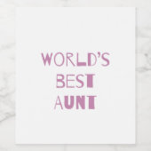 Beste tante van de wereld wijn etiket (Enkel label)
