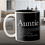 Beste tante van de wereld, zwart, zwart, zwart tweekleurige koffiemok<br><div class="desc">Pas je tante of tante aan om een unieke gave te creëer. Een perfecte manier om haar te shows hoe geweldig ze elke dag is. Ontworpen door: Thisnotme©</div>