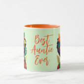 Beste tante zwarte vrouw, tropische bloemen en pap mok (Midden)