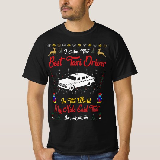 Beste taxichauffeur Kerstmis T-shirt (Voorkant)