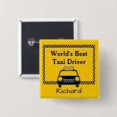Beste taxichauffeur op maat vierkante button 5,1 cm (Voorkant /achterkant)