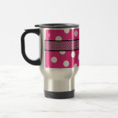 Beste TEACHER Monogram roze polaire dots V02 Reisbeker (Links)