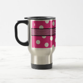Beste TEACHER Monogram roze polaire dots V02 Reisbeker