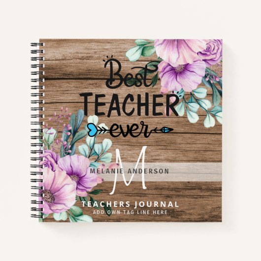 BESTE TEACHER OOIT Monogram Journal Dank je Notitieboek (Voorkant)