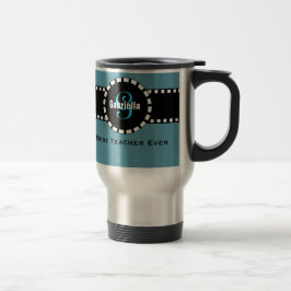 Beste TEACHERMonogram en Aangepaste naam V04 BLUE Reisbeker