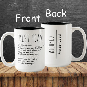 Beste Team Aangepaste Naam & Titel Waardering Tweekleurige Koffiemok