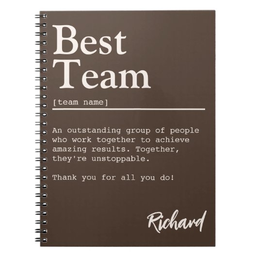 Beste Team Definition Custom Collega Waardering Notitieboek (Voorkant)