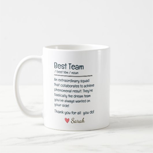 Beste Team Gepersonaliseerde Waardering Koffiemok (Links)