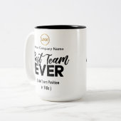 Beste team ooit | Aangepaste naam en Logo Tweekleurige Koffiemok (Voorkant links)